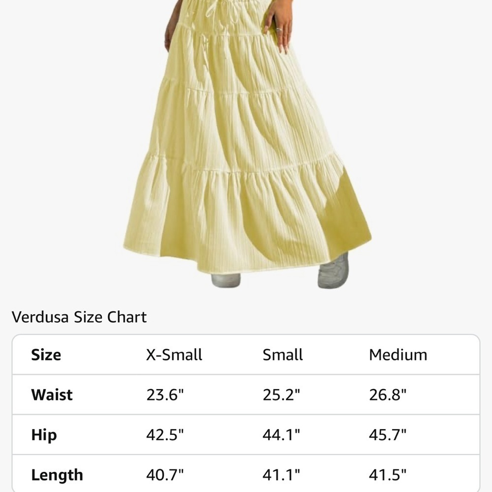 Women's Boho Skirt Flowy Butter Yellow Ruffle Long Maxi Skirts Going Out Outfits - Picture 7 of 7